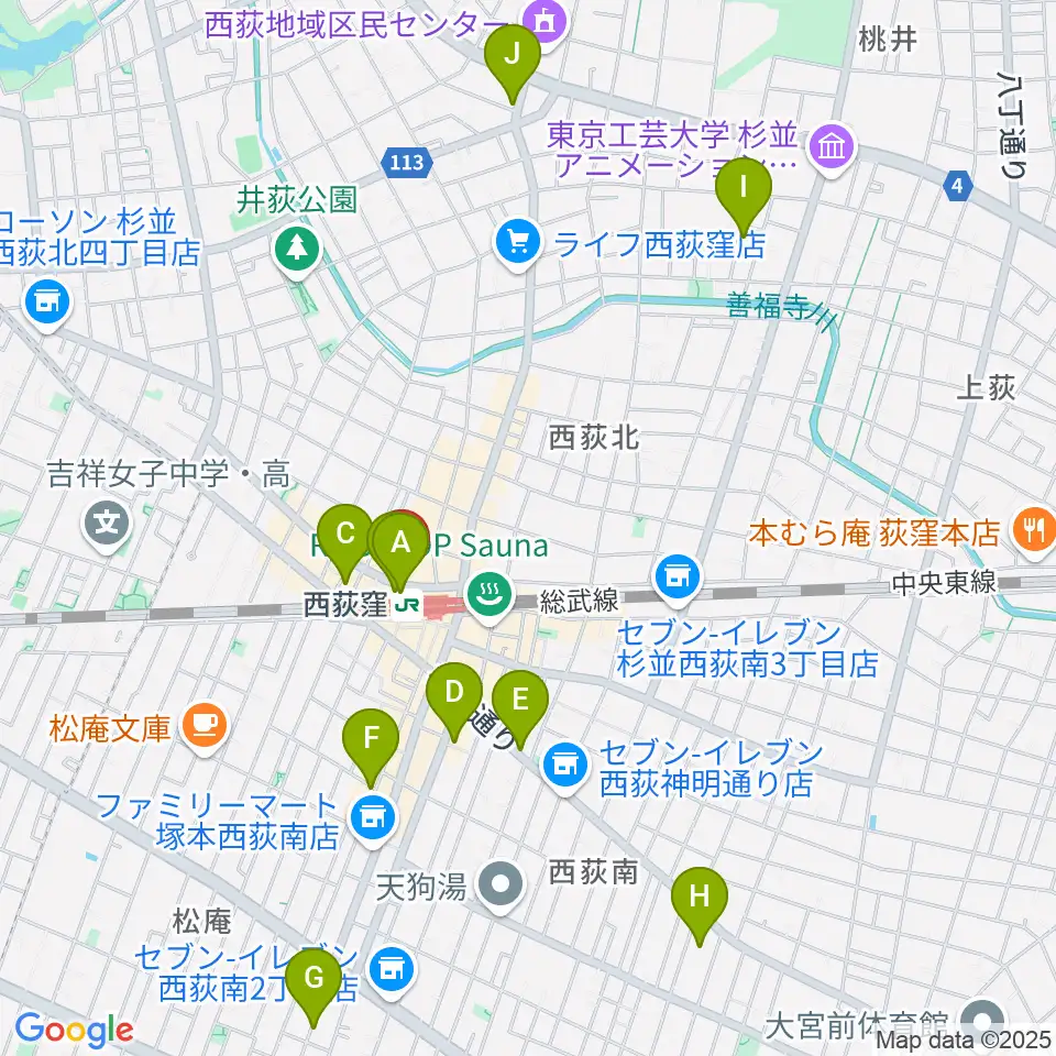 西荻窪ココパーム周辺のホテル一覧地図