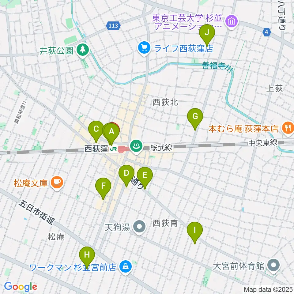 西荻窪ココパーム周辺のホテル一覧地図