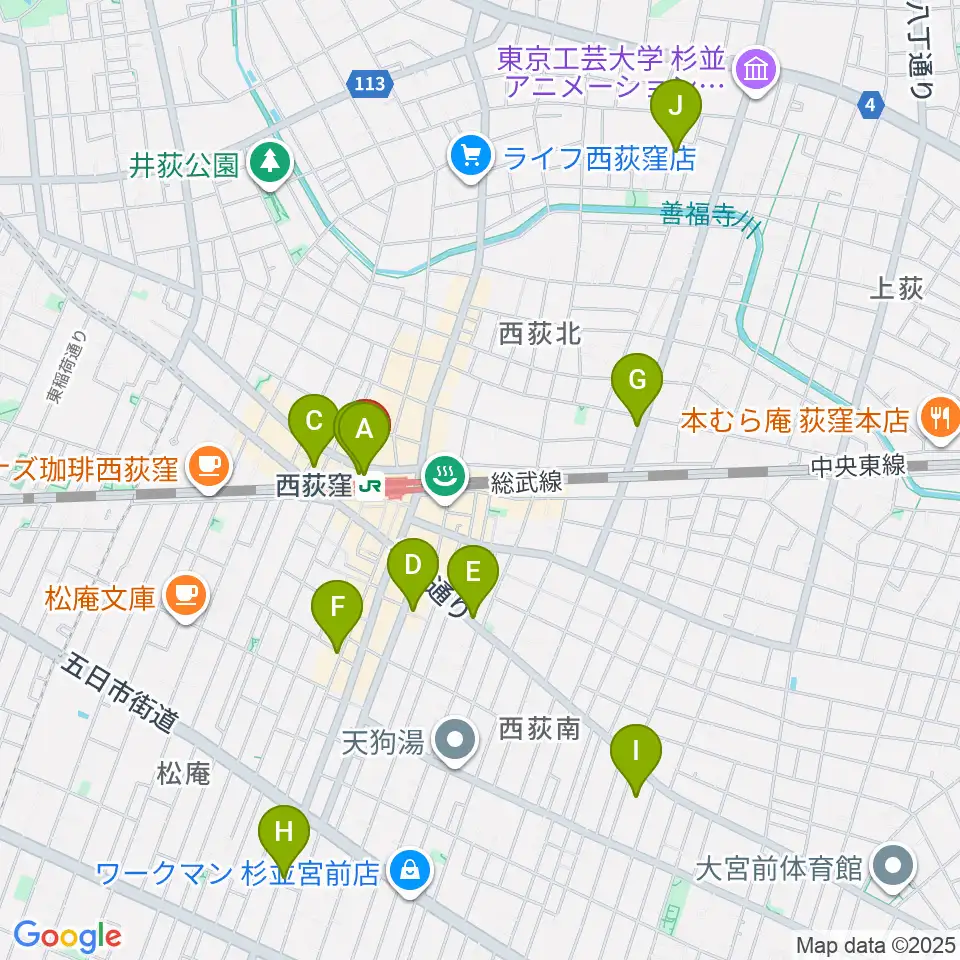 西荻窪ココパーム周辺のホテル一覧地図