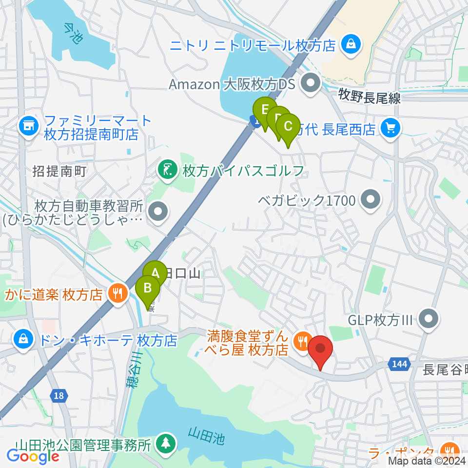 京阪ピアノサービス周辺のホテル一覧地図