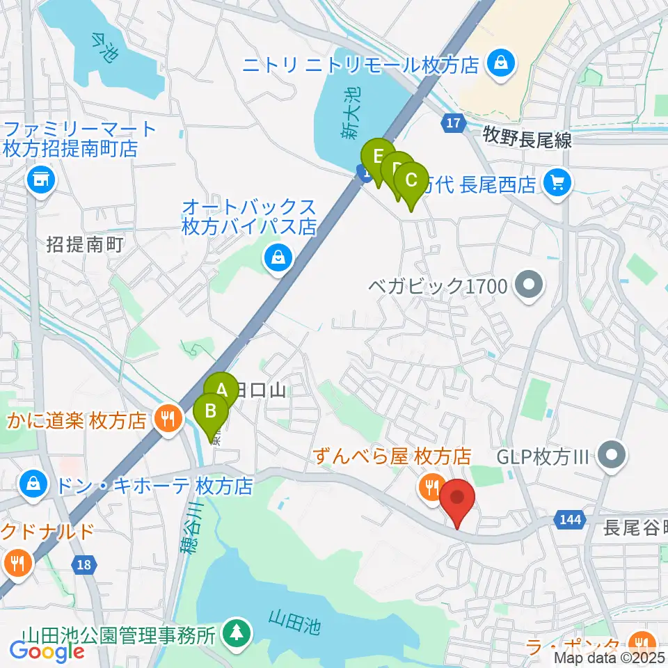 京阪ピアノサービス周辺のホテル一覧地図