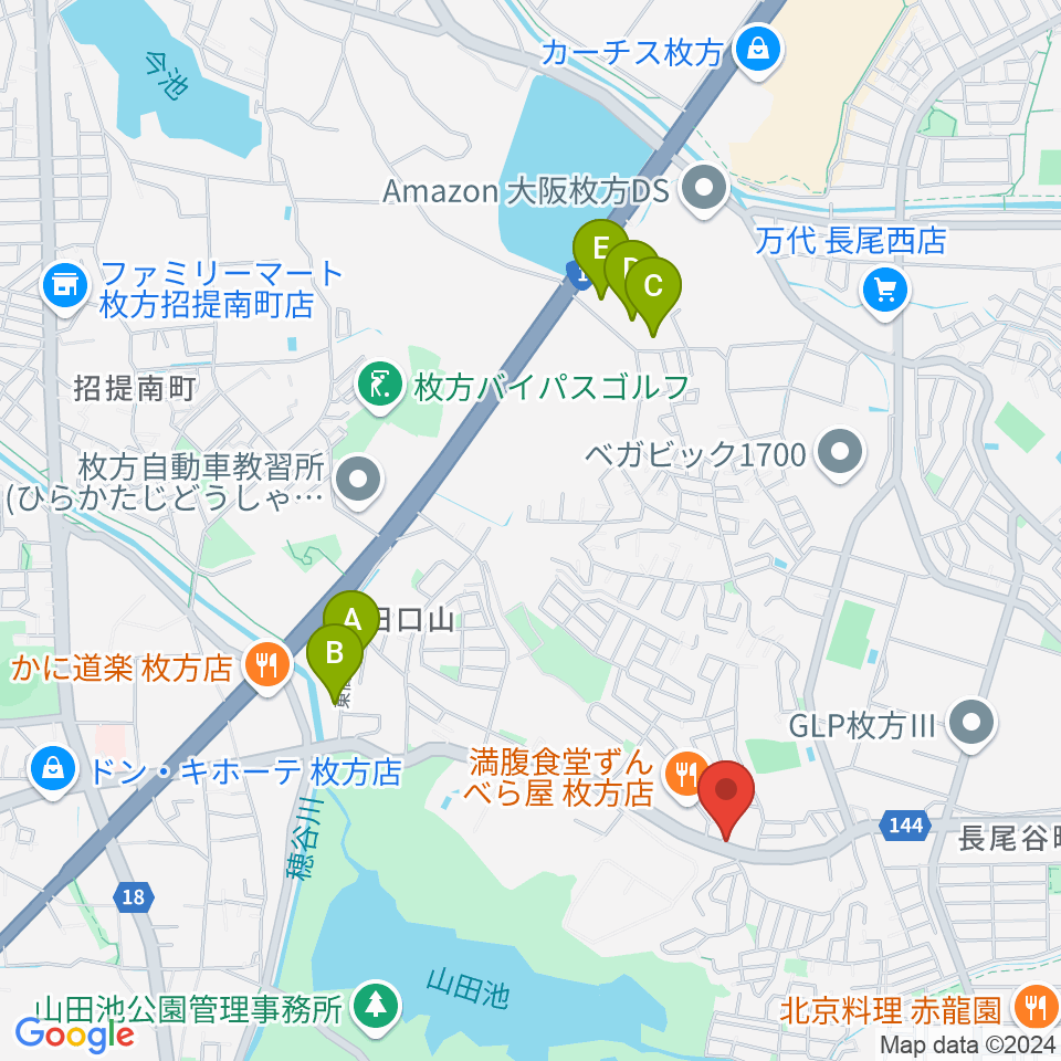 田口山音楽教室周辺のホテル一覧地図