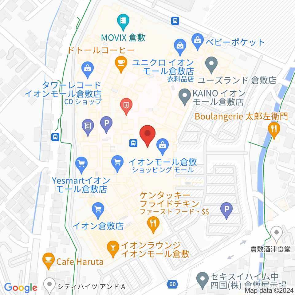 島村楽器 イオンモール倉敷店 周辺のホテル一覧地図