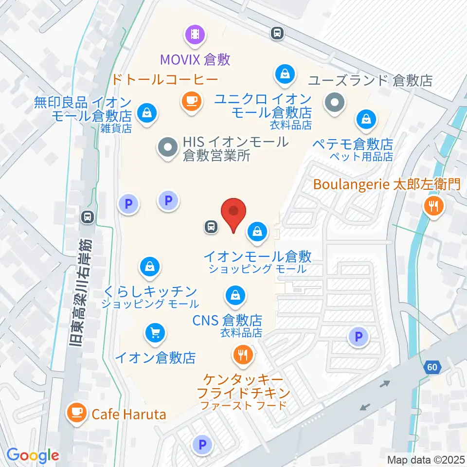 島村楽器 イオンモール倉敷店 周辺のホテル一覧地図
