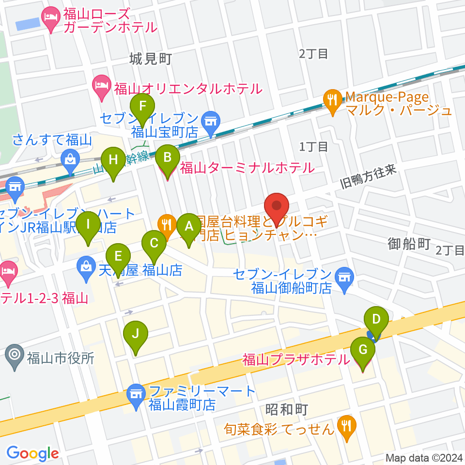 ガッキ・コム 安原楽器周辺のホテル一覧地図