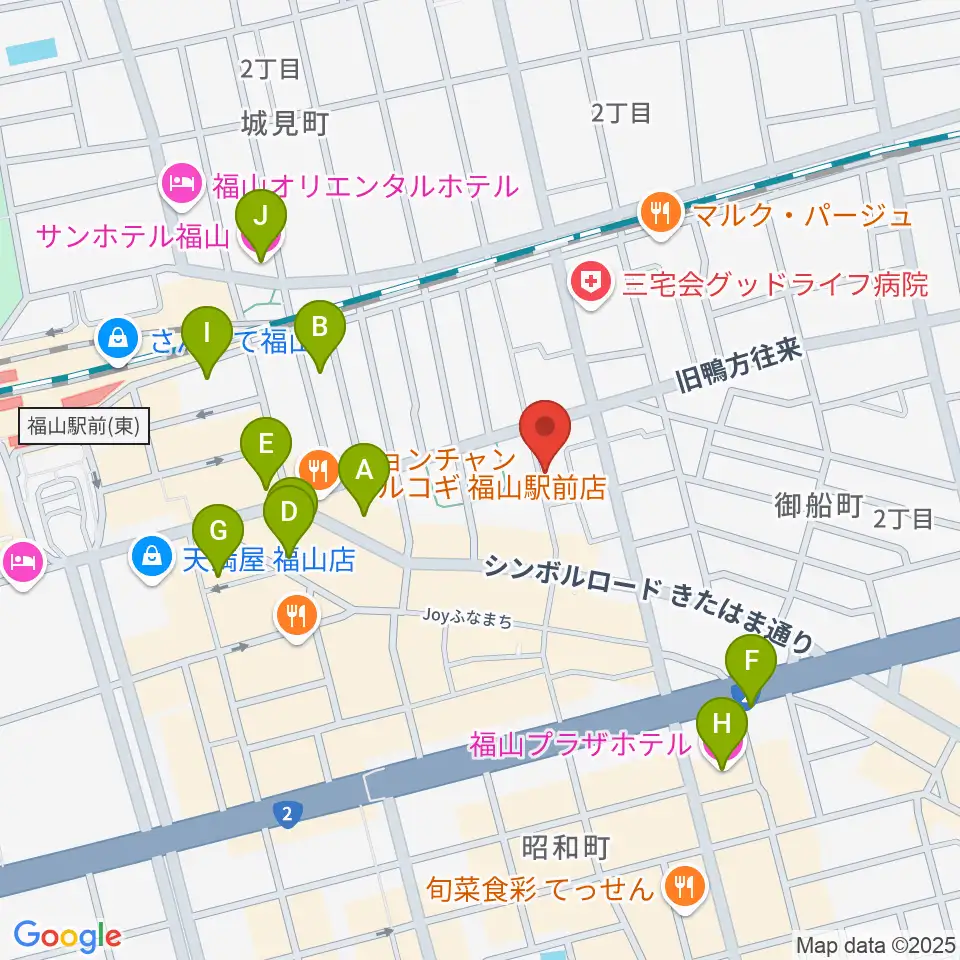 ガッキ・コム 安原楽器周辺のホテル一覧地図