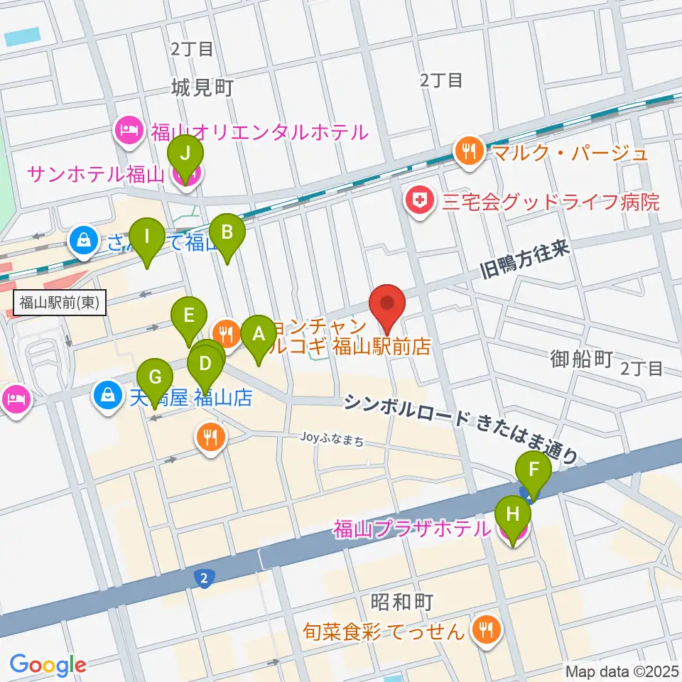 ガッキ・コム 安原楽器周辺のホテル一覧地図