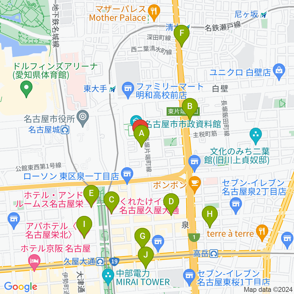 ウィルあいち愛知県女性総合センター周辺のホテル一覧地図