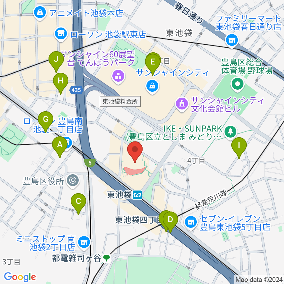 あうるすぽっと周辺のホテル一覧地図