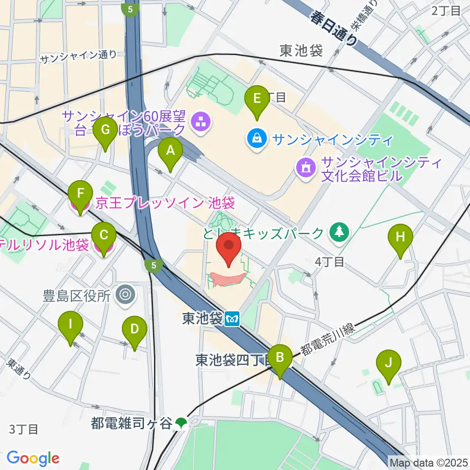 あうるすぽっと周辺のホテル一覧地図