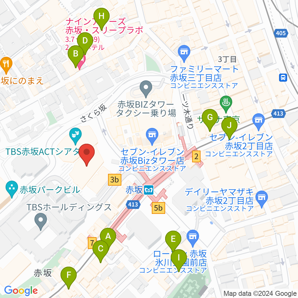 TBS赤坂ACTシアター周辺のホテル一覧地図