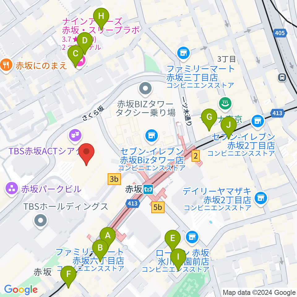 TBS赤坂ACTシアター周辺のホテル一覧地図