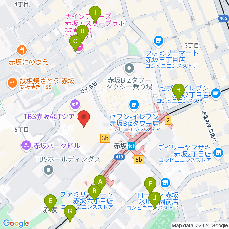 TBS赤坂ACTシアター周辺のホテル一覧地図