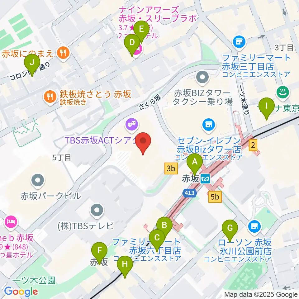 TBS赤坂ACTシアター周辺のホテル一覧地図