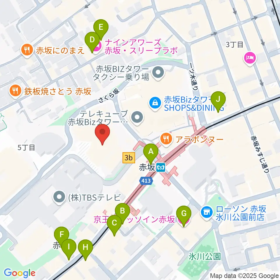 TBS赤坂ACTシアター周辺のホテル一覧地図