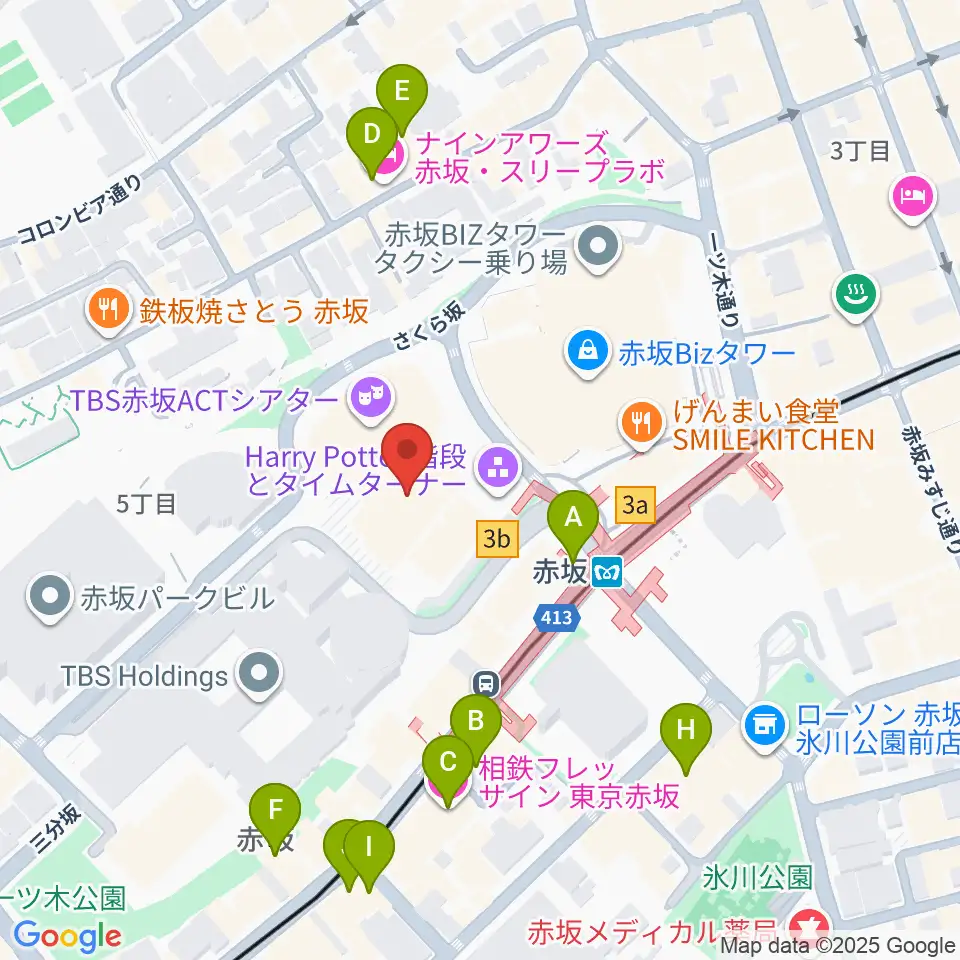 TBS赤坂ACTシアター周辺のホテル一覧地図