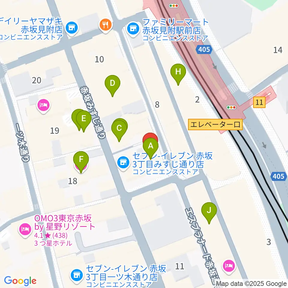 赤坂レッドシアター周辺のホテル一覧地図