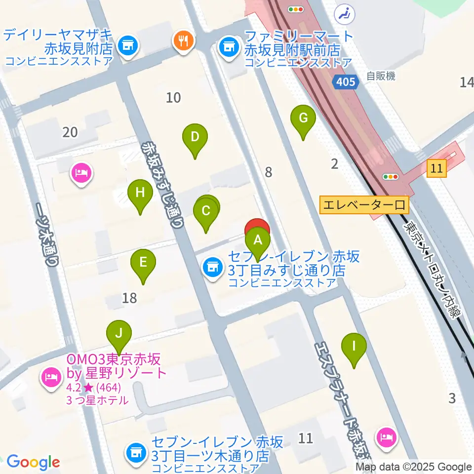 赤坂レッドシアター周辺のホテル一覧地図