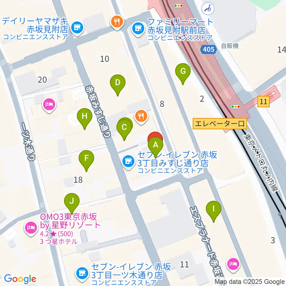 赤坂レッドシアター周辺のホテル一覧地図