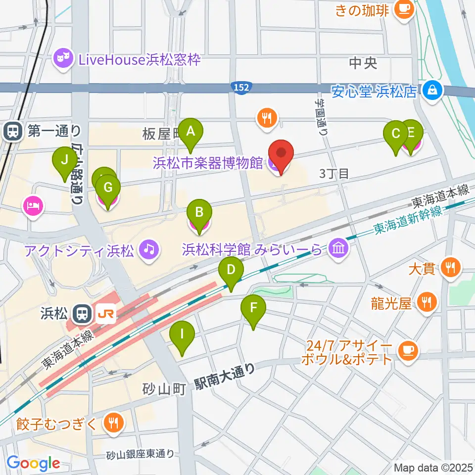 浜松市楽器博物館周辺のホテル一覧地図