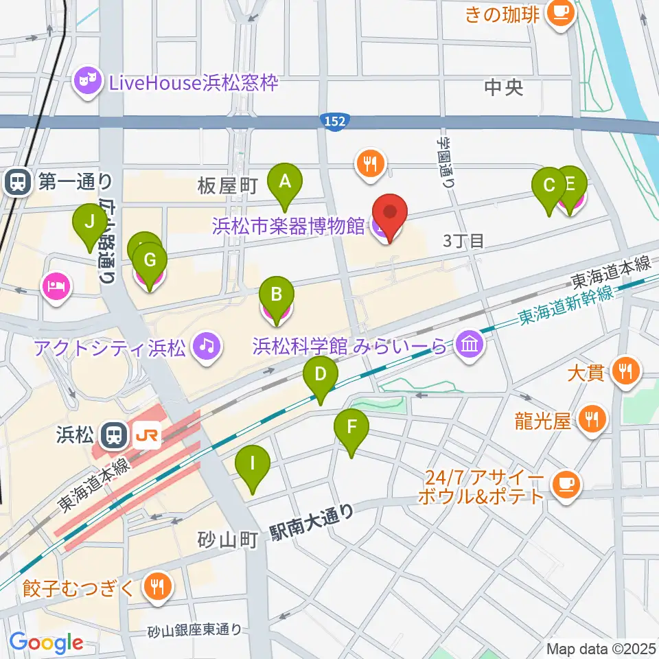 浜松市楽器博物館周辺のホテル一覧地図