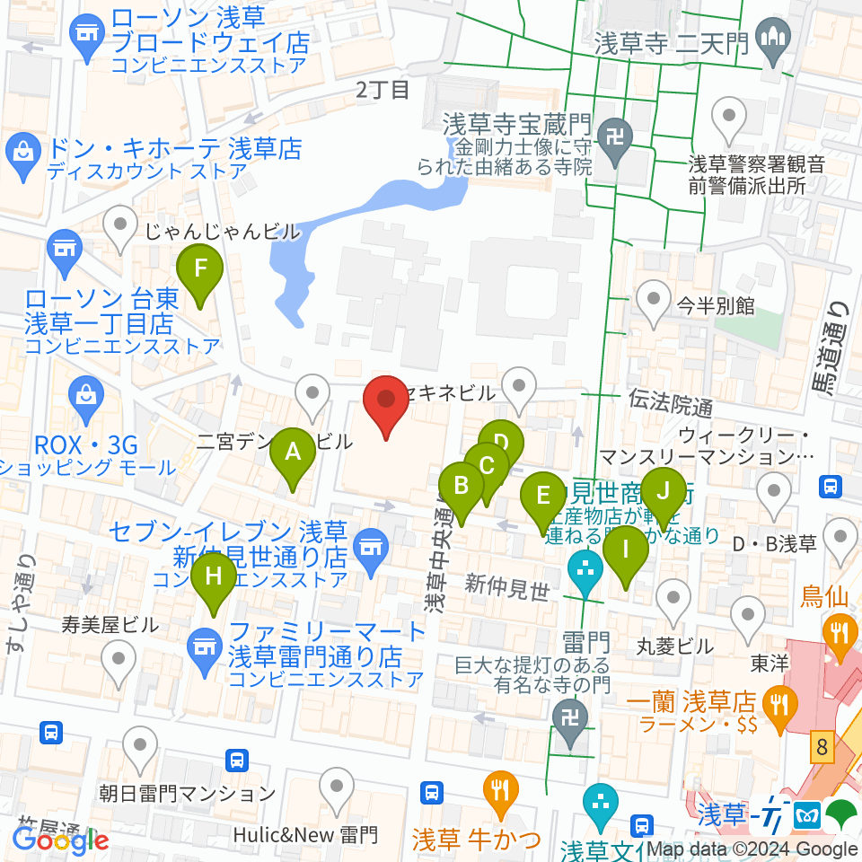浅草公会堂周辺のホテル一覧地図