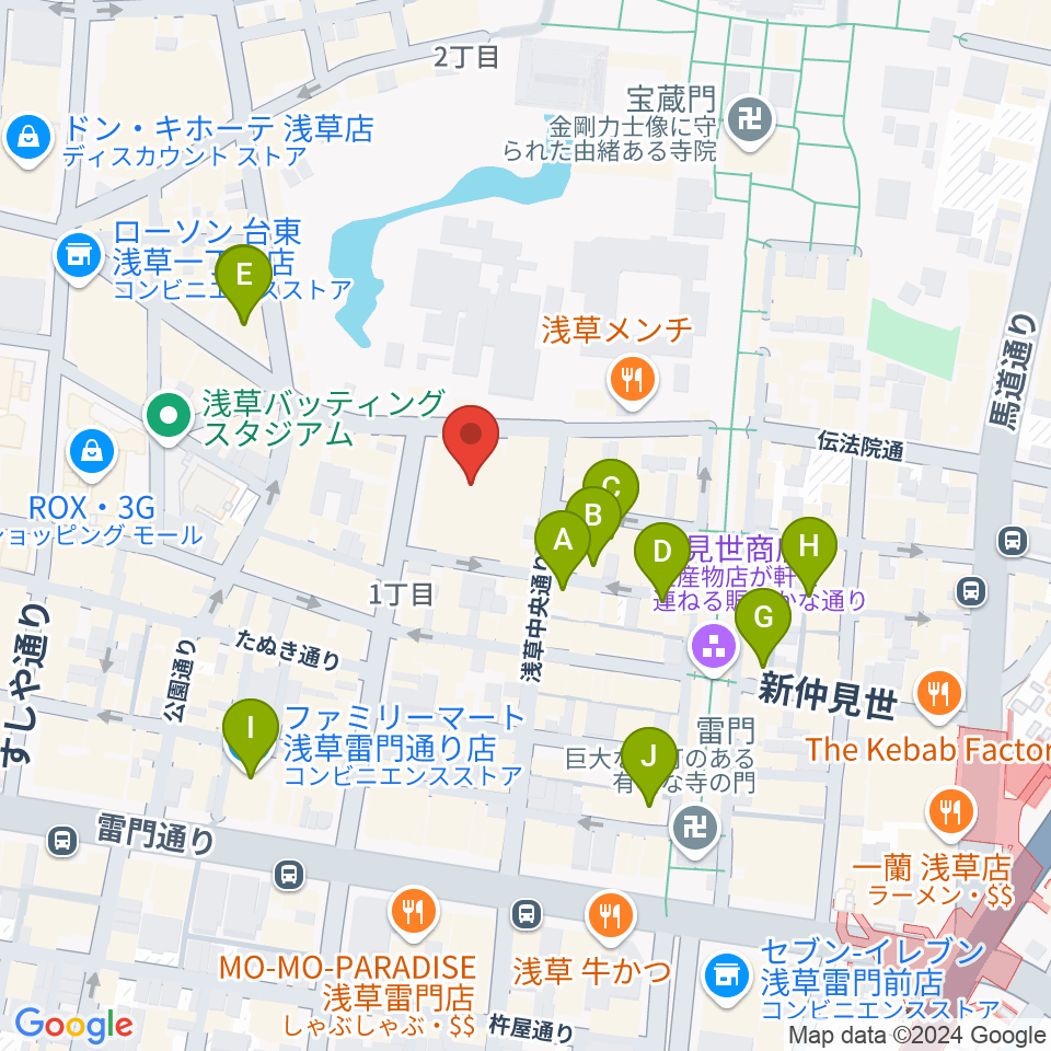 浅草公会堂周辺のホテル一覧地図