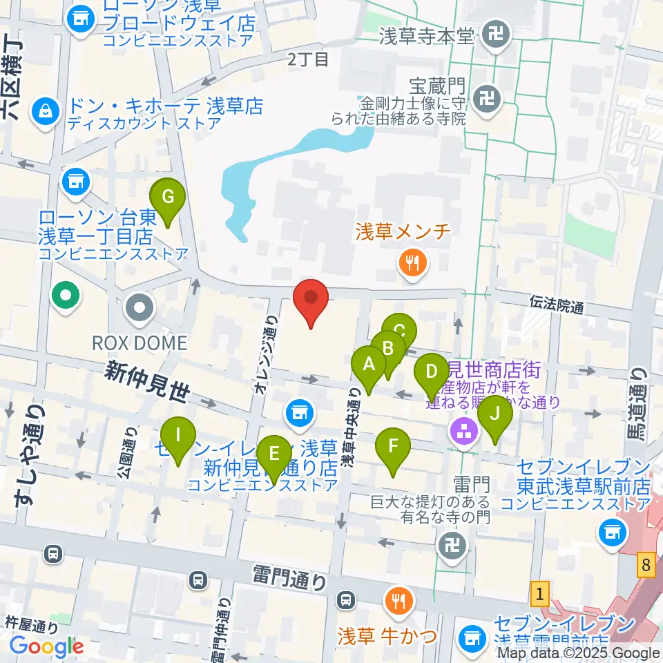 浅草公会堂周辺のホテル一覧地図