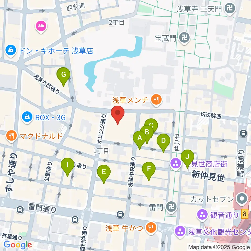 浅草公会堂周辺のホテル一覧地図