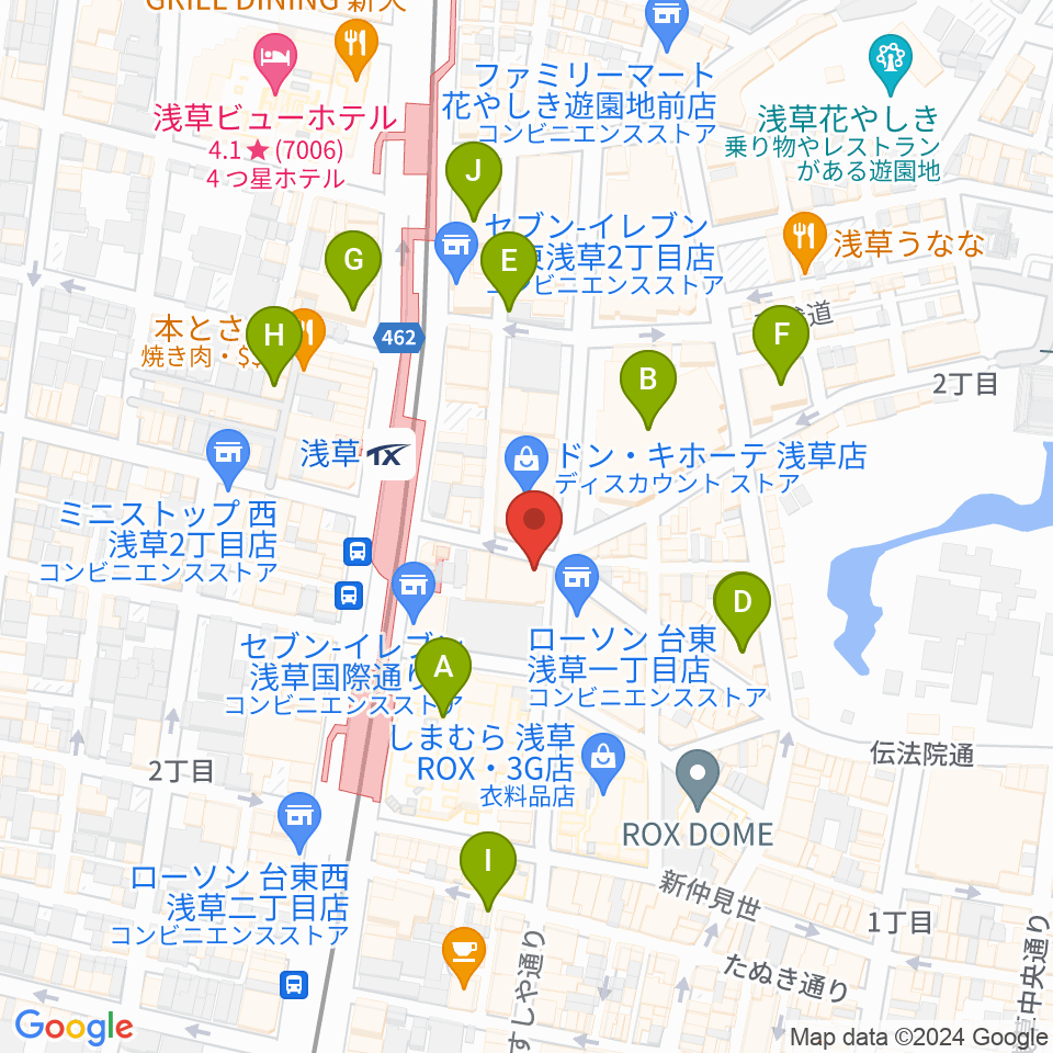 浅草東洋館周辺のホテル一覧地図