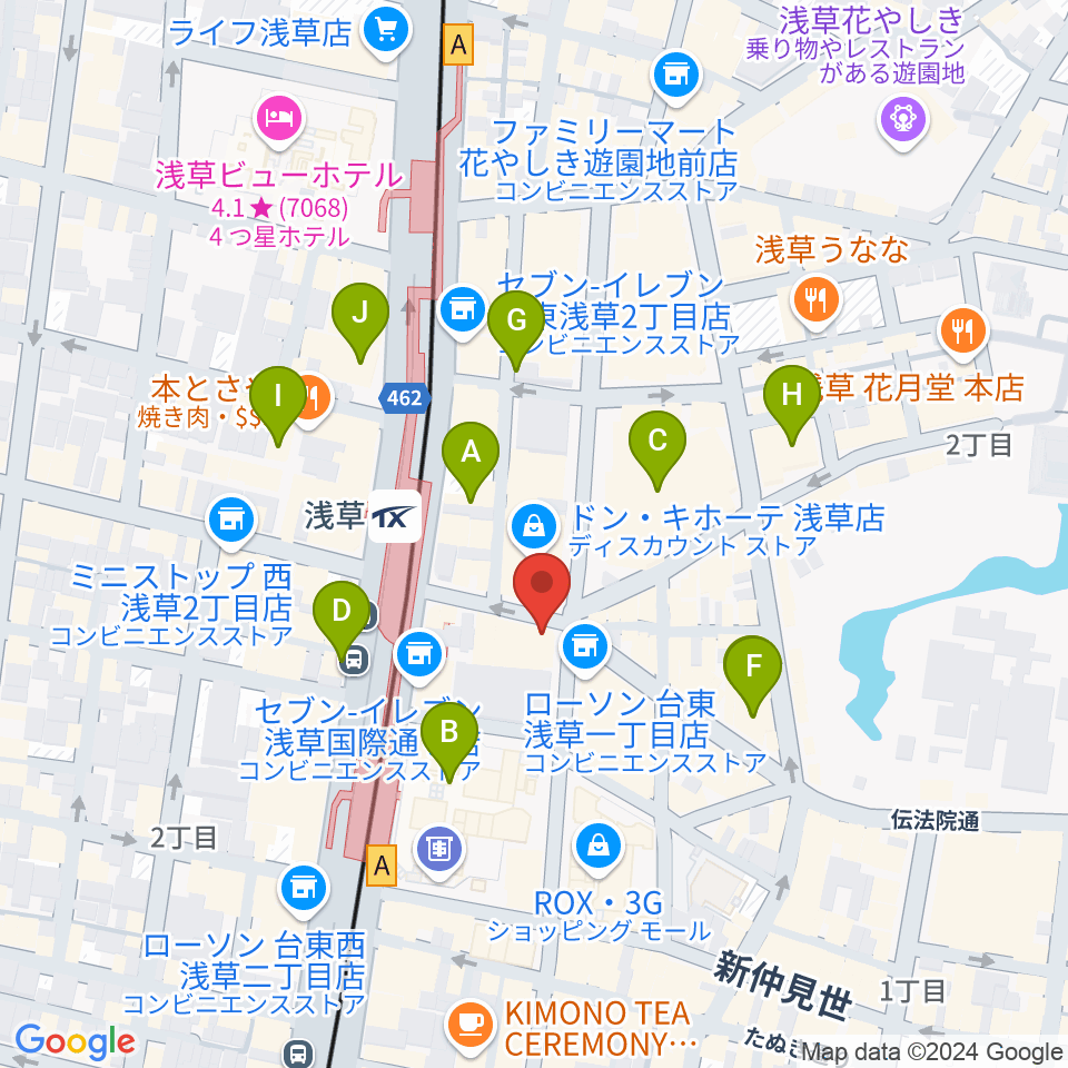 浅草東洋館周辺のホテル一覧地図