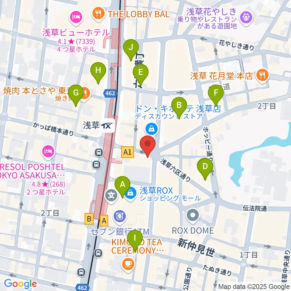 浅草東洋館周辺のホテル一覧地図