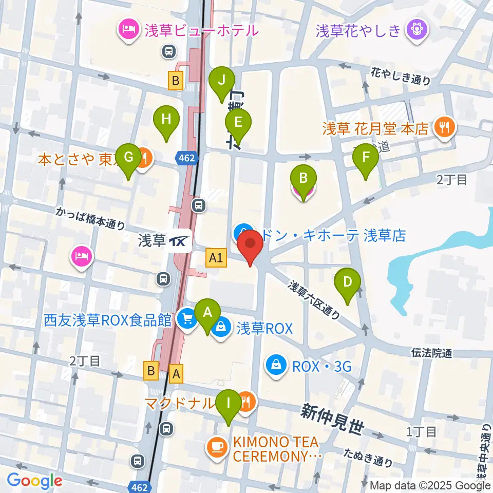 浅草東洋館周辺のホテル一覧地図