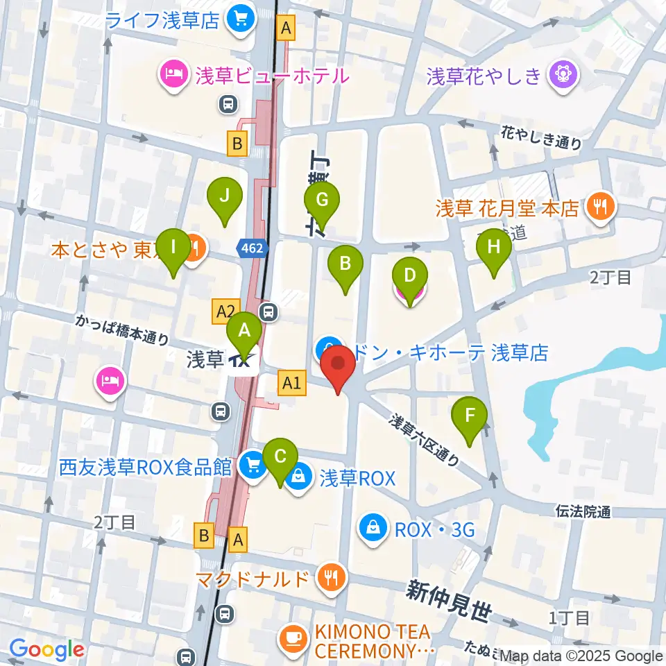 浅草東洋館周辺のホテル一覧地図