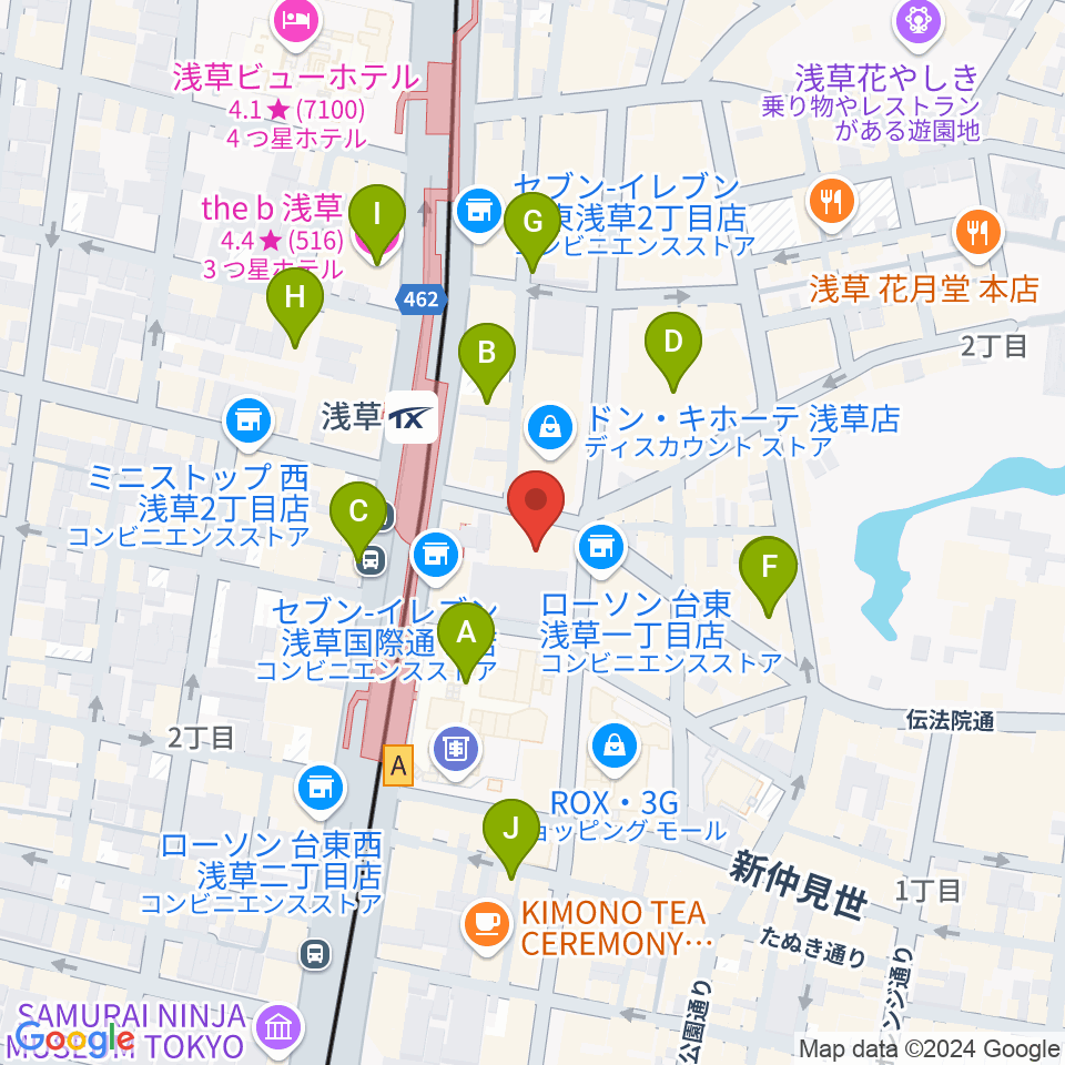 浅草演芸ホール周辺のホテル一覧地図