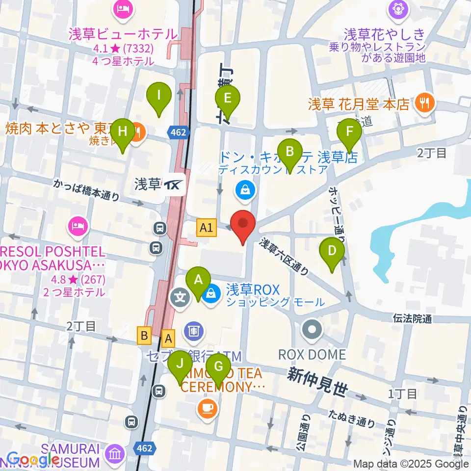 浅草演芸ホール周辺のホテル一覧地図