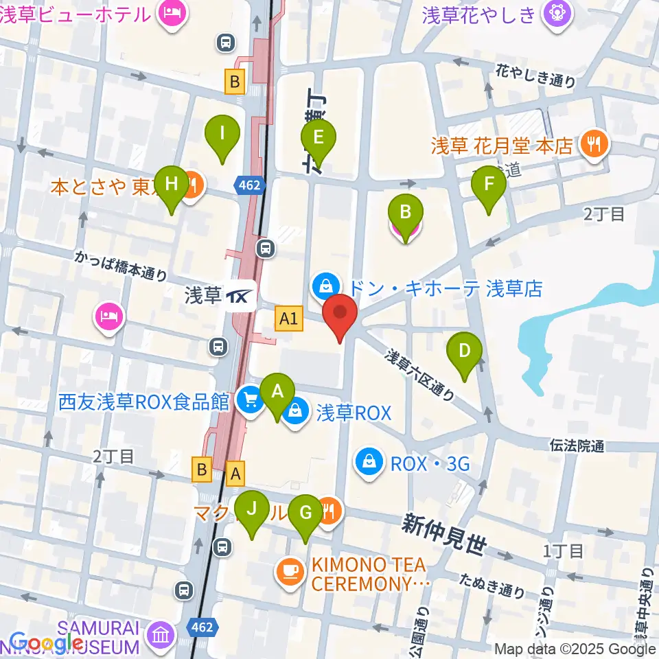 浅草演芸ホール周辺のホテル一覧地図