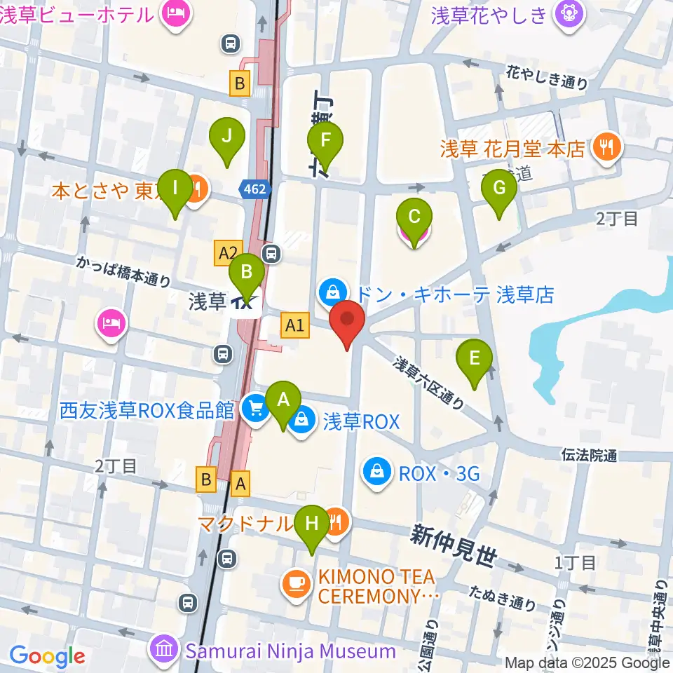 浅草演芸ホール周辺のホテル一覧地図