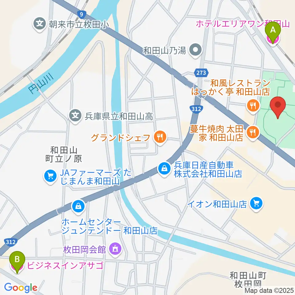和田山ジュピターホール周辺のホテル一覧地図