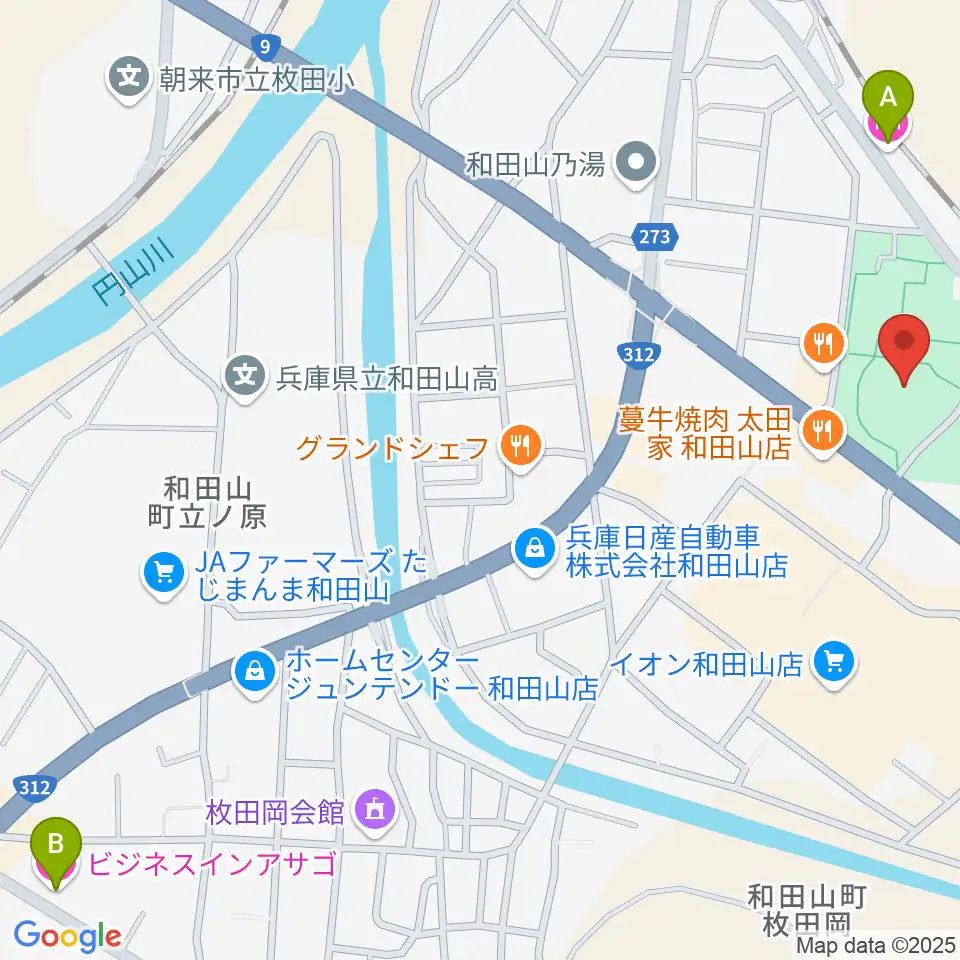 和田山ジュピターホール周辺のホテル一覧地図