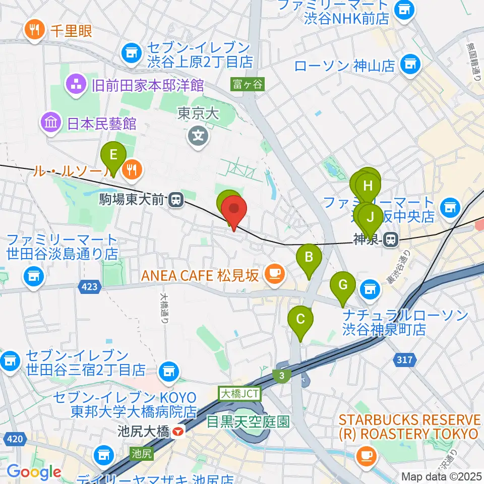 こまばアゴラ劇場周辺のホテル一覧地図
