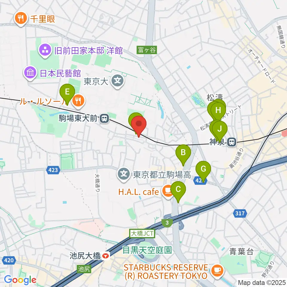こまばアゴラ劇場周辺のホテル一覧地図
