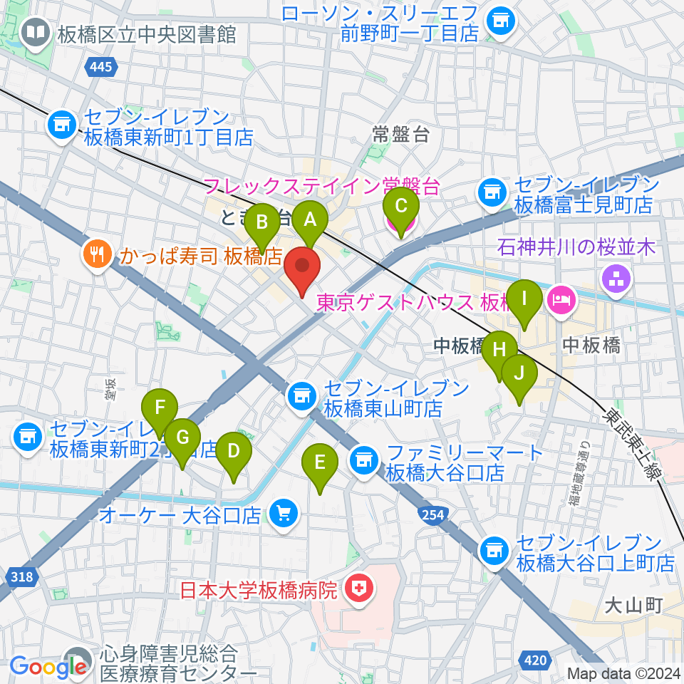 いけぶくろ楽器 ときわ台本店周辺のホテル一覧地図