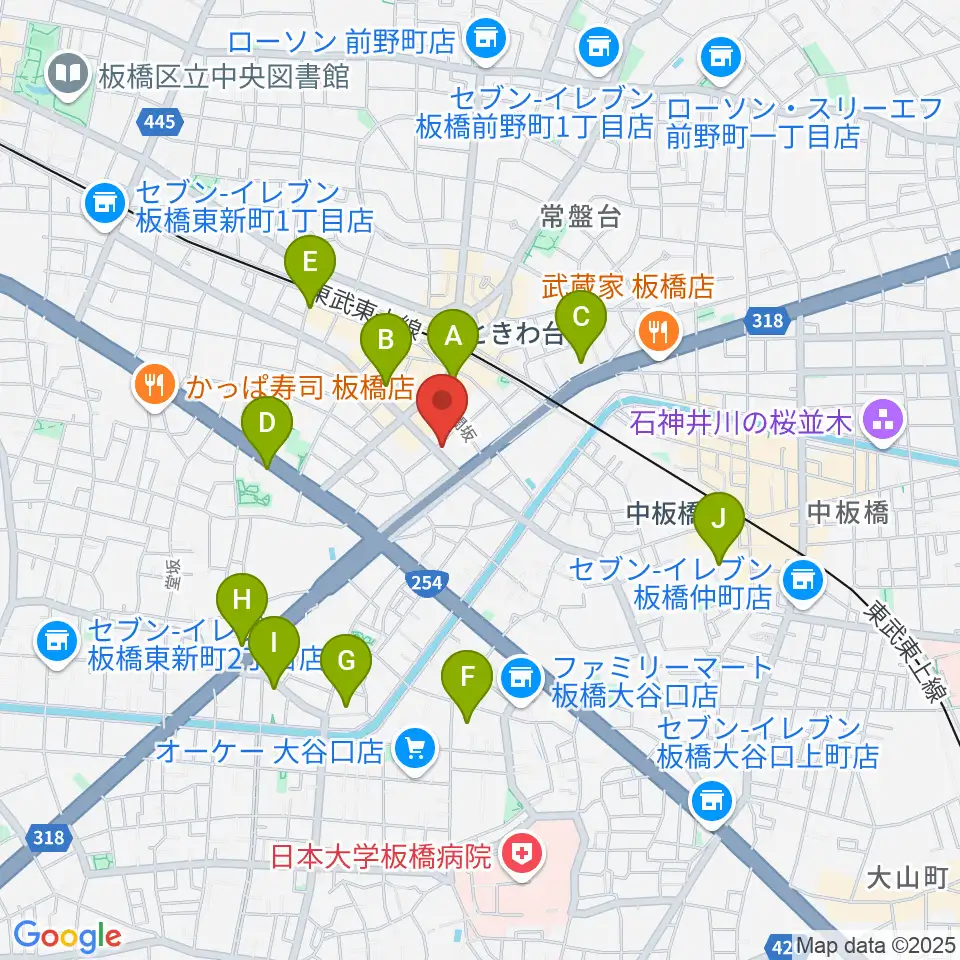 いけぶくろ楽器 ときわ台本店周辺のホテル一覧地図