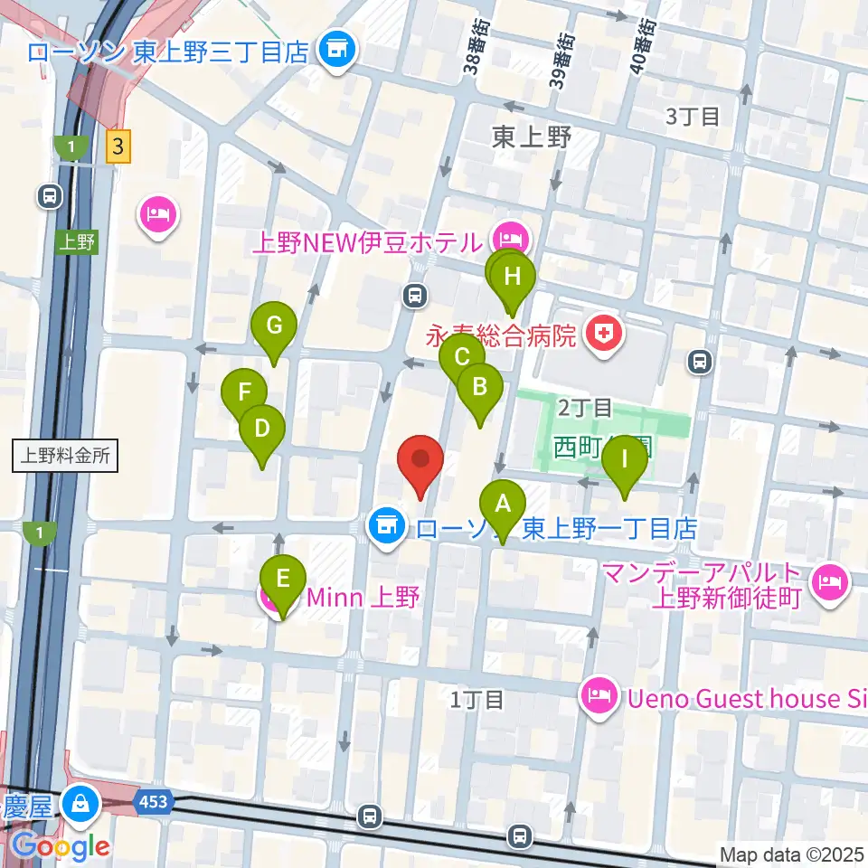 上野小劇場周辺のホテル一覧地図