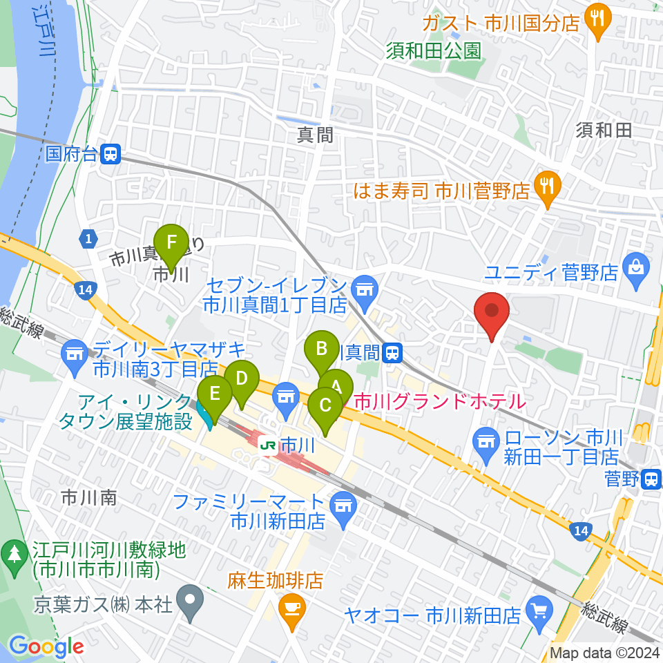三陽楽器店周辺のホテル一覧地図
