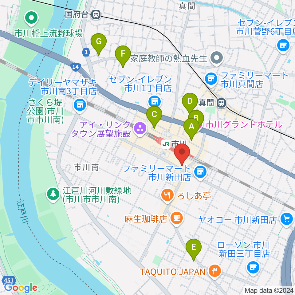 三陽楽器店 ヤマハ市川音楽センター周辺のホテル一覧地図