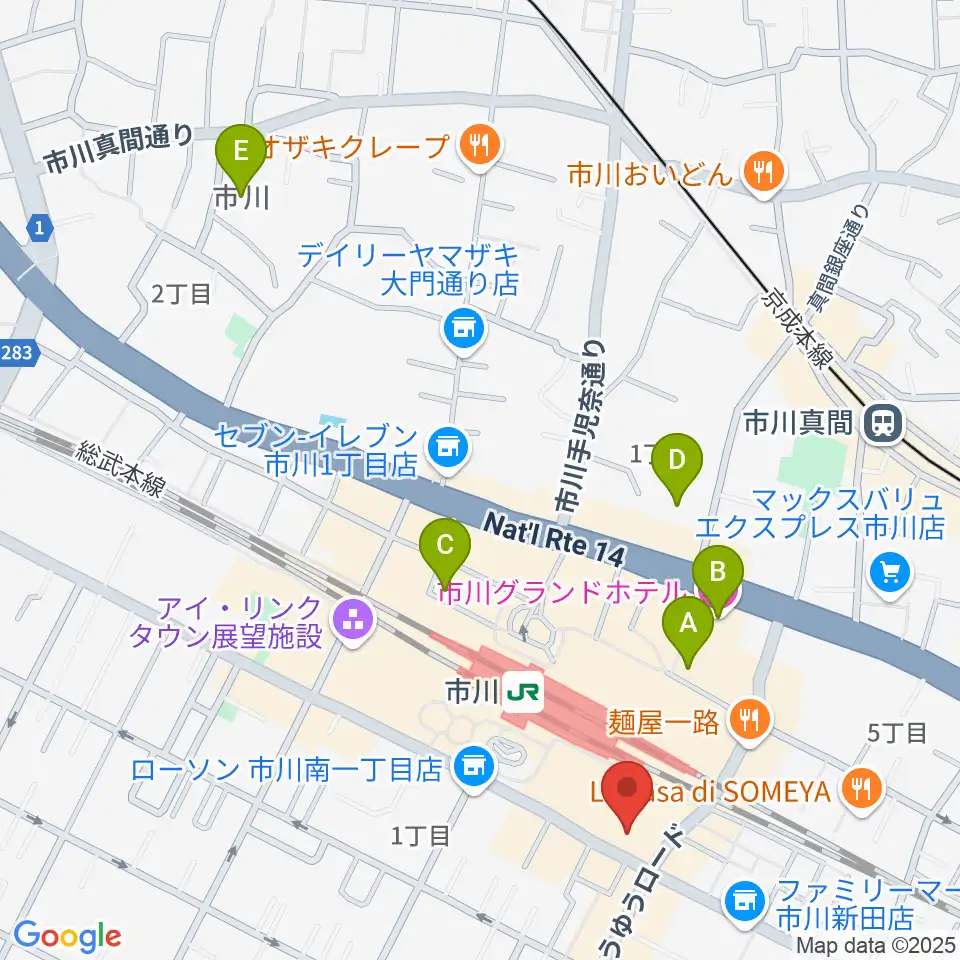 三陽楽器店 ヤマハ市川音楽センター周辺のホテル一覧地図