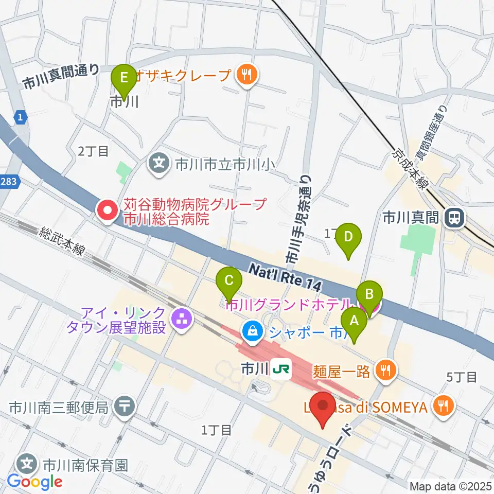 三陽楽器店 ヤマハ市川音楽センター周辺のホテル一覧地図