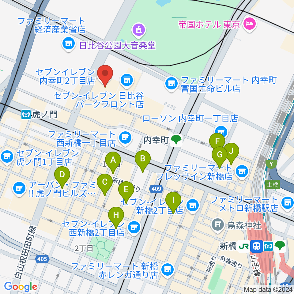 イイノホール周辺のホテル一覧地図